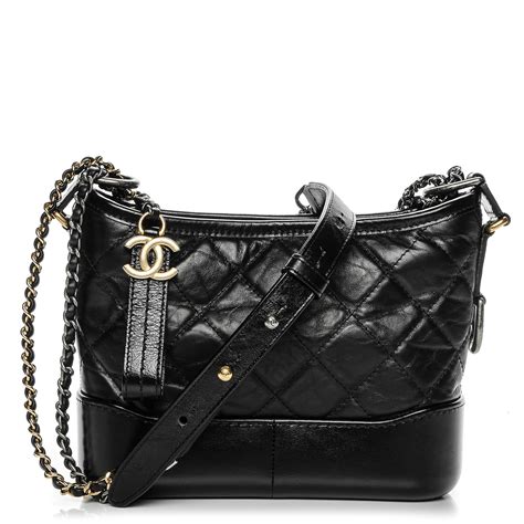 chanel aged calfskin quilted small gabrielle hobo beige black|chanel gabrielle handbags.